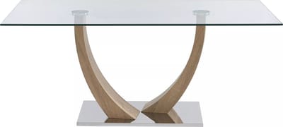 Vente-unique Eettafel voor 6 personen van gehard glas, MDF en roestvrij staal - Licht naturelkleurig - MELODIE II