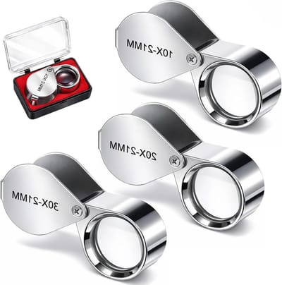 Vouwbare Sieraden Loep 10X, 20X, 30X van RVS voor Munten, Diamanten en Postzegels - Set van 3