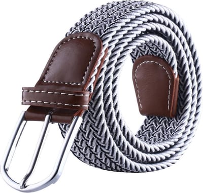 Actie4you® - Elastische Geweven Riem - Gevlochten Riem - Canvas Riem - Unisex - 105CM - Wit Zwart Fijn Mix