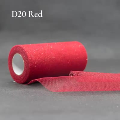 Glitter tule - Rood - 22,8 meter