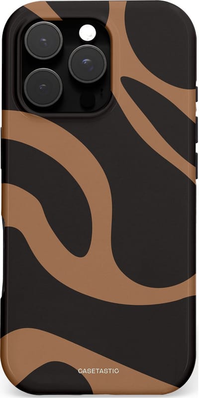 Casetastic Hoesje Geschikt voor Apple iPhone 16 Pro Magsafe - Stijlvolle Beschermende Duo-layer Case - Chocolade Golven
