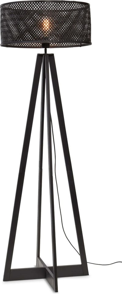 GOOD&MOJO Vloerlamp Java - Bamboe Zwart - 50x50x145cm - Modern - Staande lampen voor Woonkamer - Slaapkamer