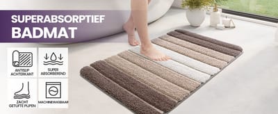 Microvezel Badkamervloermat, Badkamer Accessoires, Badmat 60 x 90 cm, Antislip, Absorberend Water, Machinewasbaar,Beige
