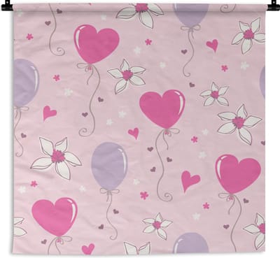 Wandkleed - Wanddoek - Ballon - Patronen - Roze - 90x90 cm - Wandtapijt