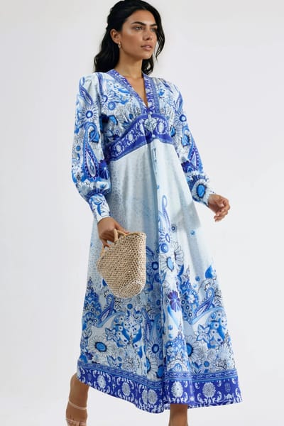 Florale Maxi-jurk met Paneelontwerp