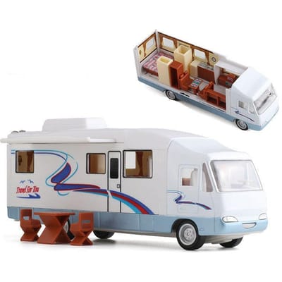1:30 Diecast Luxe Camper Recreatief Voertuig Auto Model Metalen Camperbus Motorhome Toerisme Catering Auto Model Kinderspeelgoed Cadeaus gray