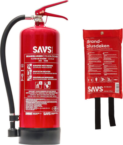 Brandblusset met Schuimblusser 6L en Grote Blusdeken voor Huis en Bedrijf
