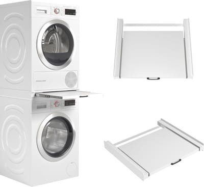 TIM® Tussenstuk Wasmachine Droger - Stapelkit - Tussenstuk Wasmachine en Droger - Tussenstuk Wasmachine Droger Zwart - Tussenstuk Wasmachine Droger Aeg - Wit - 54cm x 60cm x 8cm