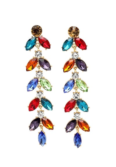AVANT-GARDE PARIS Oorbellen - Crystal Leaf Drop - 1 stuk - Goudkleurig met kristallen en bladvormige design (2023)