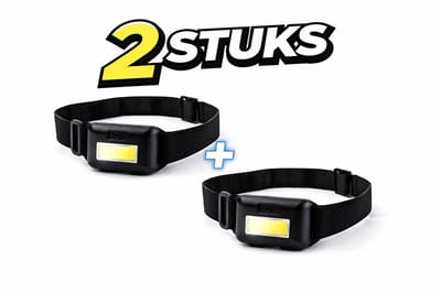 Narvie Hoofdlamp 2 Stuks - COB LED - 80 Lumen - Verstelbare Hoofdlampen - Inclusief Hoofdband