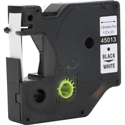 Gelamineerde etikettentape, etikettenmaker, kleurentape, zwart op wit, 12 mm voor DYMO LM-160280