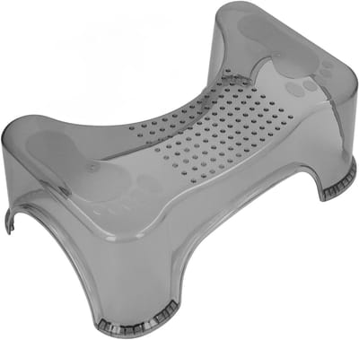 Toilettrapkruk - Voetenbank - Badkamer Comfort - Antislip Bodem - 40x25x15cm - Transparant Grijs