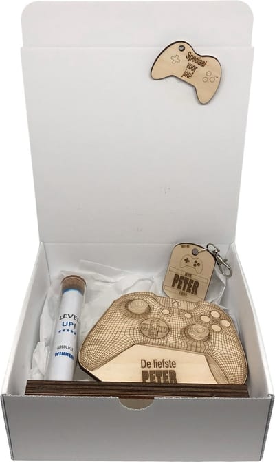 Geschenkbox liefste PETER | blauw | spelconsole | peter vragen | meter worden | peetoom vragen | peetoom worden | cadeau | doosje met een vraag | liefste peter