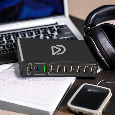 USB snellaadstation 10 poorten| 100 Watt Snellader | USB-10-100W | 8x USB-A 2x USB-C