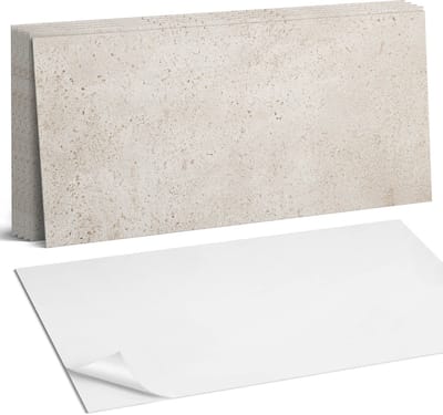 Coloray Plaktegels - Steenachtige textuur Wandtegel Zelfklevend - 60 cm x 30 cm - Romig Plaktegels - 6 stuks - Rechthoek PVC Tegels - Plaktegels Keuken - Zelfklevende Vloertegels Badkamer - Vinyl Tegels Zelfklevend - Zelfklevende Wandtegels