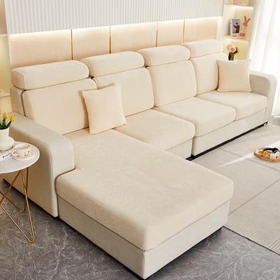 Nieuwe Sneeuwwitte Bank Kussen Stoelhoes Elastisch Huisdieren Meubels Armleuning Beschermer Stretch Wasbaar Verwijderbare Bankhoes Normal Size(S)-1pc beige