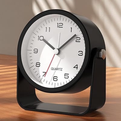 Analoge wekker 3,5 inch - Stil, retro design, batterijvoeding - Zwart