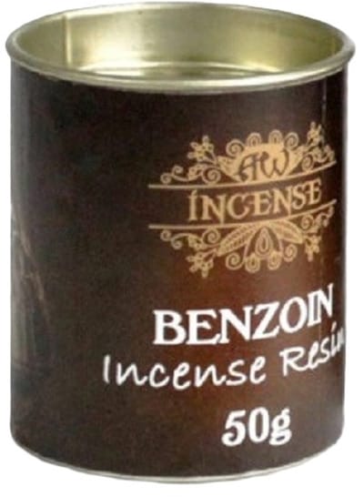 AW incense - benzoe - wierookhars - kartonnen blik - 1 blikje 50gr - benzoin - wierookkorrels