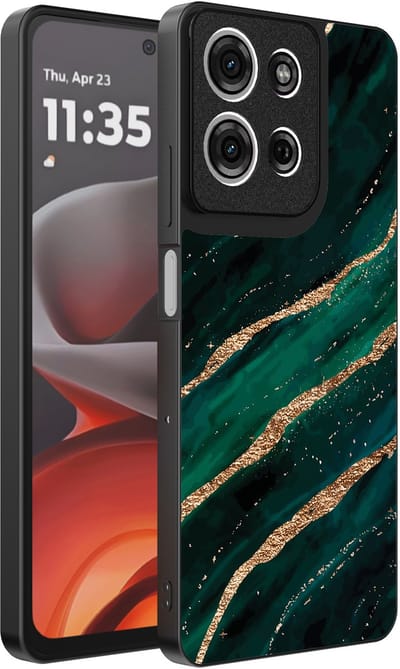 Smartphonica Telefoonhoesje Geschikt voor Motorola Moto G15 met marmer opdruk - TPU backcover case marble design - Groen Goud geschikt voor Motorola Moto G15
