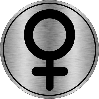 Vrouwen WC bordje - gecoat brushed aluminium | 10 cm
