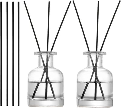 2 x 150 ml Geurstokjes Diffuser Flessen met 10 Sticks voor Kamergeur en Aromatherapie, Ideaal voor Thuis en Kantoor