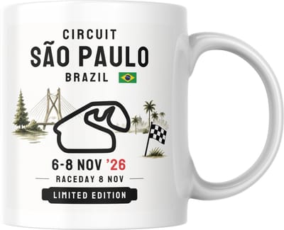 Hip met Pit Creaties - F1 Mok São Paulo 2026 - Formule 1 Circuit Mok - Grand Prix São Paulo 6-8 NOV '26 - Racedag 8 NOV - F1 Cadeau - Limited Edition Racefan Merchandise