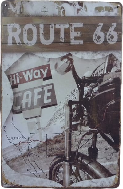 Wandbord - Hi-way cafe - Metalen wandbord - Mancave - Mancave decoratie - Metalen borden - Metal sign - Bar decoratie - Tekstborden - Wandborden - Wand Decoratie - 20 x 30cm