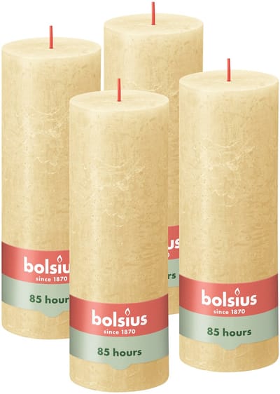 Bolsius Rustieke Kaars - 4 Stuks - Oat Beige - 19cm - 85 branduren