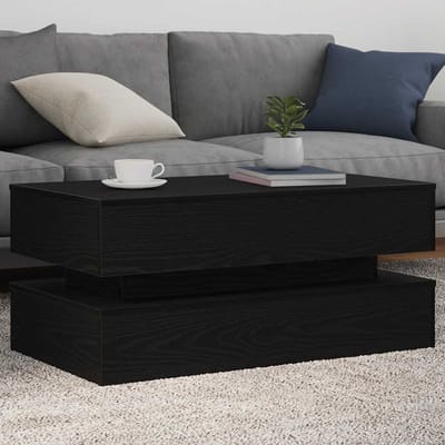 vidaXL - Salontafel - met - LED-verlichting - 90x50x40 - cm - zwart - eiken