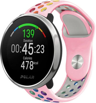 Strap-it Siliconen sport bandje - geschikt voor Polar Ignite / Ignite 2 / Ignite 3 / Unite / Pacer - roze/kleurrijk