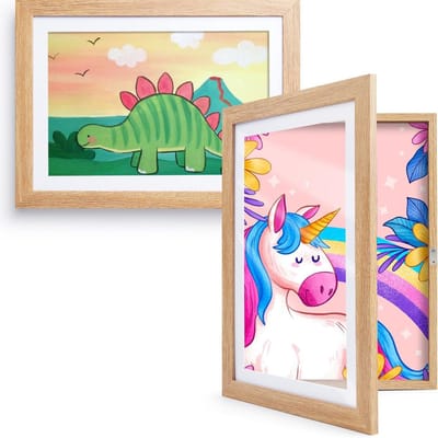 SVN®Wissellijst Kindertekening - Fotolijst - Luxe fotolijst voor kindertekeningen - Bruin - ‎‎34cm x 24cm x 3cm