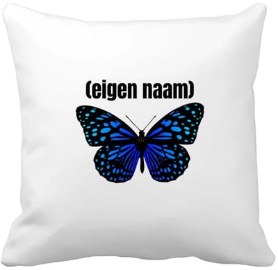 Akyol - blauwe vlinder met eigen naam Kussen hoes - Vlinder - dieren liefhebber - iemand die houdt van vlinders - verjaardag - cadeau - kado - geschenk - 40 bij 40 cm