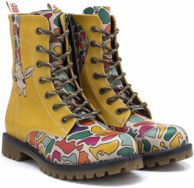 GOBY Funny Giraffe Enkellaarsjes – Damesboots – Handgemaakt – Premium Kwaliteit – Maat 35