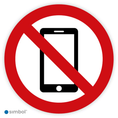Simbol® - Stickers Mobiele telefoon verboden - Smartphone niet toegestaan - Formaat ø 5 cm.