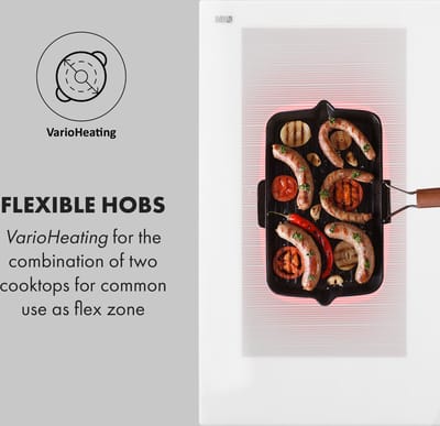 Klarstein Inductiekookplaat, Glaskeramische Kookplaat, 5 Zones, Inbouw Inductiekookplaat met Touchdisplay, Digitale Weergave en Timer, Snelle Opwarming, 9300 W - Glaskeramiek Kookplaat - 7400W 52 cm - voor Keuken - Glaskeramiek Flexzone Kinderslot 9