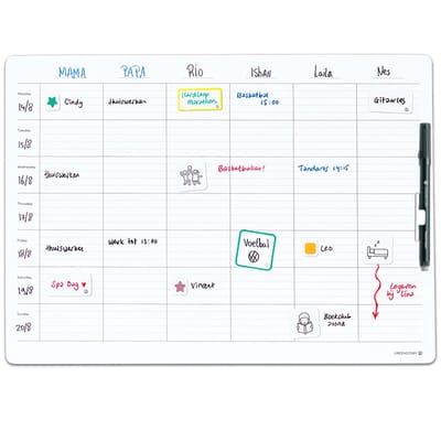 GreenStory - Familieplanner - Gezinsplanner - 6 Personen - Sticky Whiteboard - met Sticky Pen