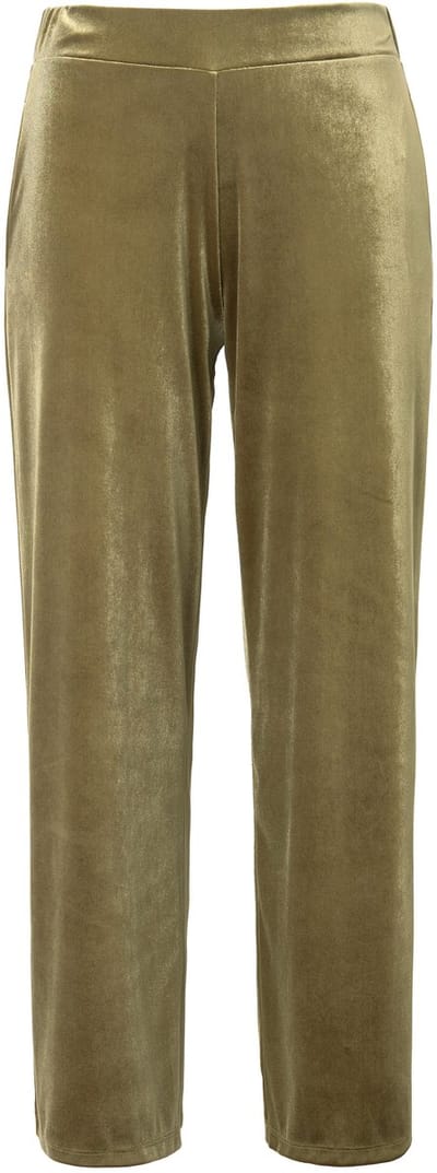 MIAMODA - Dames - Fluwelen broek wijde pijpen elastische tailleband - Donkergroen - Maat 44