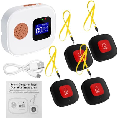 Téléavertisseur sans fil WiFi avec boutons d'appel pour la surveillance des personnes âgées APP Télécommande infirmière 1 receiver with 4 SOS call buttons