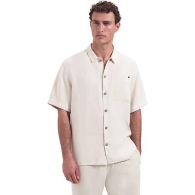 NO-EXCESS beige heren overhemd   Punt kraag   Regular fit   Borstzakken   Structuur patroon   Knoopsluiting   Korte mouw Beige XXL