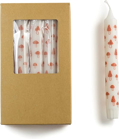Cactula helemaal hip deze mushroom print dinerkaarsen 5 stuks Ø 2.2 x 19 cm Stearine