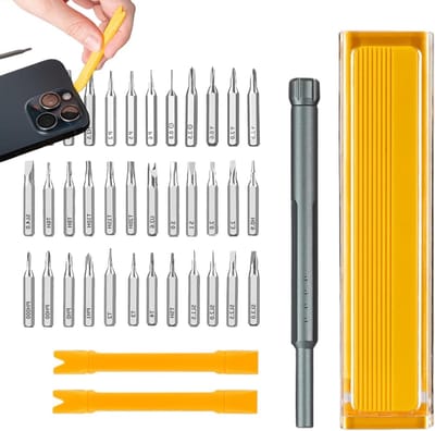 Schroevendraaierset - Precisie tool - Elektronica reparatie - Antislip handgreep - 41 delig - Geel