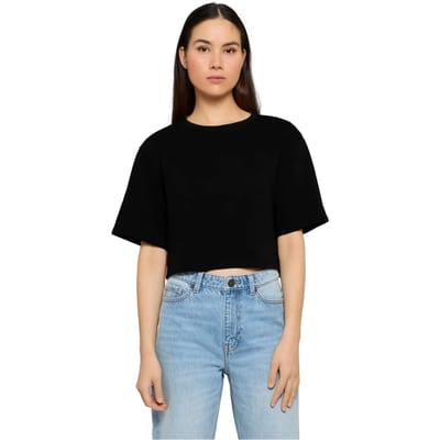 Urban Classics Ladies Light Terry Cropped Tee Dames T-shirt - zwart - 4XL
