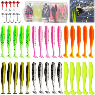 SnelShoppen - Pack van 40 Kunstmatige Aas Soft Plastic Vissersbaits voor Baarsvissen - Rubber Bait voor Zoetwater en Zoutwater Visaccessoires