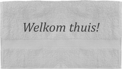 Handdoek - Welkom Thuis - 100x50cm - Wit