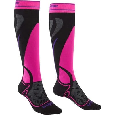 Bridgedale Ski Easy On Endurance Lange Skisokken Dames (Maat - S, Kleur - Black/Fluro Pink)