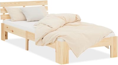 Houten Bed - Eenpersoonsbed Lattenbodem - Slaapkamer Inrichten - Massief Grenenhout - 90x200 cm - Natuurlijk