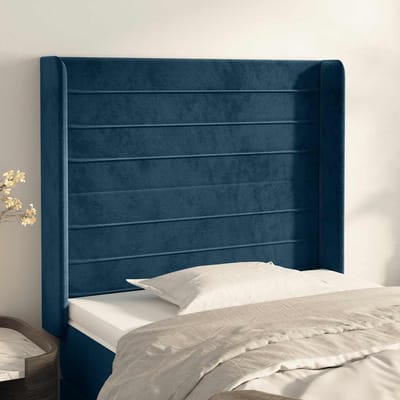 vidaXL - Hoofdbord - met - randen - 83x16x118/128 - cm - fluweel - blauw