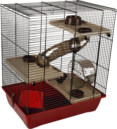 Flamingo hamsterkooi Enzo 3 - 41,5 x 28,5 x 48,5 cm rood