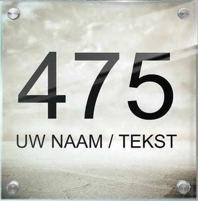 Huisnummer naambord met naam plexiglas 20x20x0,5cm modelnummer 1029 - Huisnummerbordjes, Naambordje voordeur, naamplaatje voordeur