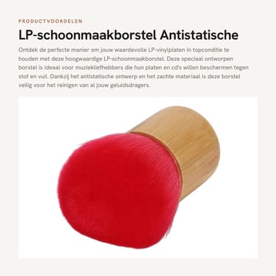 Dailygoods- LP-reinigingsborstel Antistatisch - Platenborstel Vinyl - Vezelwol - Bamboe Handvat - Verbeterde Luisterervaring - Verwijdert Stof